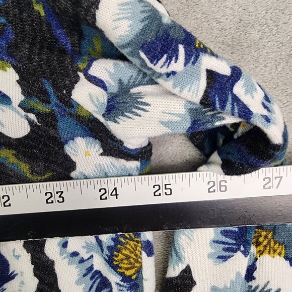 Women's LuLaRoe Long Open Cardigan Blue White Floral Pockets Size L - Picture 10 of 12